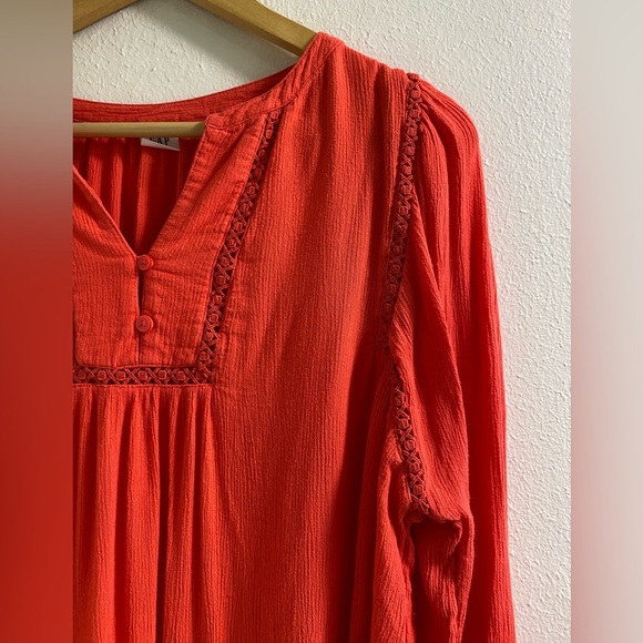 GAP Vibrant Red Peasant Blouse Top Size Medium - Picture 6 of 7